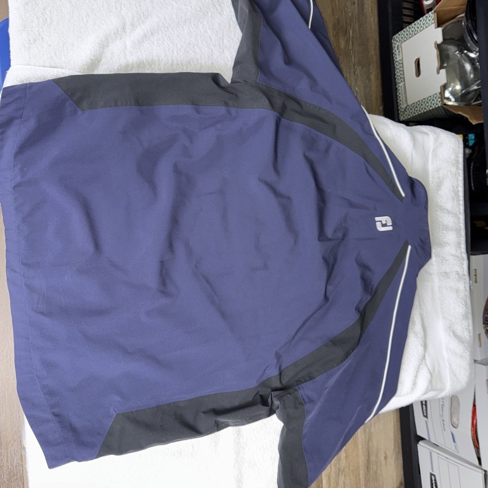 Footjoy Dryjoys Tour Collection 1/2 Zip Short Sleeve Golf Jacket Large Navy Blue - Picture 6 of 6